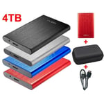 Disque Dur Externe HDD 2.5" USB 3.0 SATA Portable Stockage 4TB 4To Rouge Métal avec Sac Étui de Protection