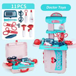 Children's Pink Doctors Nurses Kit Role Play Set Medical Toy & Carry Case Xmas