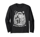 Bigfoot Play Guitar with Alien Distressed Graphic Quote Long Sleeve T-Shirt