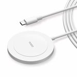 TOZO W6 Wireless Charger for Magnetic Fast Charging Pad Built-in Magnets Compatible for iPhone 12/12 Mini/ 12 Pro/ 12 Pro Max White NO AC Adapter