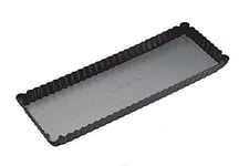 MasterClass 36 x 13 cm Loose Bottomed Tart Tin with PFOA Free Non Stick, Robust 1 mm Thick Carbon Steel, 14 x 5 Inch Fluted Rectangular Quiche Pan