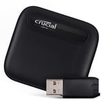 Crucial X6 500Go SSD Portable avec Adaptateur USB-A - Jusqu’à 800Mo/s - PC et Mac, USB 3.2 External Solid State Drive - CT500X6SSD9