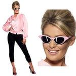 Smiffys Women's Grease Pink Ladies Jacket, Size:M, Colour: Pink, 28385M & Specs Rock N Roll Sunglasses