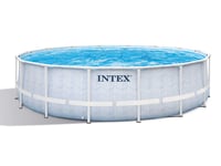 Kit piscine tubulaire Intex Chevron ronde 4,88 x 1,22 m + 6 cartouches de filtration + Bâche à bulles + Aspirateur