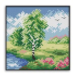 Embroidery Kits,New-Style Printed Cross-Stitch Rural Four Seasons Living Room Small Landscape Embroidery kit Material Package