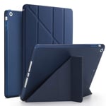 MiusiCase iPad Air 4 10.9" 2020 / iPad Pro 11" 2018 Case. Ultra Slim Lightweight Multiple Angles Stand Case [PU Leather+TPU Rear cover] with Auto Wake/Sleep Function. Dark blue