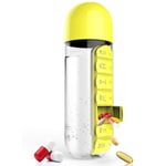 (Yellow)Travel Kettle 600ml Plastic Water Bottle Lightweight Design Large
