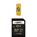 Pack Support de Stockage Rapide et Performant : Clé USB - 2.0 - Série Licence - Harry Potter Hufflepuff - 16 Go + Carte MicroSD - Gamme Speedin - Classe 10-64 GB