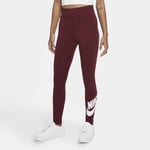 Made from a soft, stretchy knit, the Nike Sportswear Leggings feature high waist that wraps you in comfort all day long. Stretchy and Soft A knit is comfortable easy to move in. High Rise offers extra coverage lengthened look. Graphic Style graphic screen-printed on leg for bold, style. Women's High-Waisted - Red