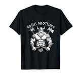 Odins Brothers Nordic Warrior Gym Viking Beard Axes Runes T-Shirt