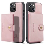 JEEHOOD Avtagbart iPhone 14 Plus Skal med en plånbok - Roséguldfärgat