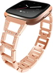 NeatCase Replacement Watch Band compatible with Fitbit Versa, Stainless Steel Wristband(Rose Gold)