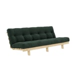 Banquette convertible futon LEAN pin coloris algue couchage 130x190 cm.