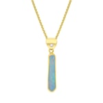18ct Yellow Gold Diamond 0.03ct Opal Oblong Necklace