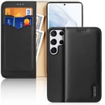 Samsung Galaxy S22 Ultra 5G - DUX DUCIS Hivo fodral/plånbok i äkta läder Svart