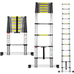 Sifree - chelle Télescopique 3.8M Échelle Pliablel,Portable et Pliante Echelle Escamotable Polyvalent en Aluminium 12 Echelons