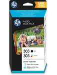 HP 303 Photo Value Pack - Brillant - pack de 2 - 4 ml - noir, couleur (cyan, magenta, jaune) - cartouche imprimante/kit papier - pour ENVY Photo 62XX, Photo 71XX, Photo 78XX; ENVY Inspire 72XX, 79XX