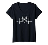 Womens Tatouage Battement de Coeur Machine a Tatouer du Tatoueur V-Neck T-Shirt