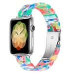 Caunedy Compatible with Apple Watch Strap 38mm 40mm,Light Weight and Waterproof Colourful Replacement Resin Strap with Stainless Steel Buckle for Series SE/6/5/4/3/2/1 (38/40mm, Coloured Glaze)