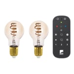 EGLO Set of 2x E27 A60 Amber Smart Bulbs – Tunable White – Zigbee/Bluetooth + Remote