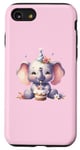 Coque pour iPhone SE (2020) / 7 / 8 Rose Célébrez votre jour spécial avec un éléphant mignon anniversaire