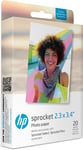 HP 2FR23A 2.3 x 3.4" Premium Zink Photo Paper 20 Sheets Compatible with Sprocket