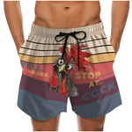 Bylater Men's Beachwear Summer Holiday Drawstring Casual Cock Printed Beach Workout Shorts Pants(L.Khaki)