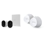 Arlo Ultra 2 Spotlight Pack 2 Caméras de Surveillance WiFi + Station & Soire certifié Supports Muraux Magnétiques - Blanc - Compatible avec Les caméras Pro 3/Ultra - VMA5000