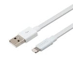 1,9m Câble Plat Data Lightning 8-Pin vers USB 2.0 [Certifié MFI par Apple] Transfert de Données Chargement Recharge Pour iPod Nano 7, iPod Touch 5, iPhone 6/6 Plus/5/5C/5S, iPad Mini/Air/4, Blanc
