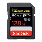 SD SanDisk Extreme Carte memoire 128G Pro SDHC SDXC UHS-I Classe 10 170M / S Prise en charge U3 4K Carte video MEMOIRE FLASH noir
