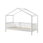 Lit cabane mh 90x200 sommier inclus blanc