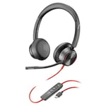 Micro-casque filaire haut de gamme Poly Blackwire 8225 – Annulation active du bruit – Son binaural hi-fi - Connexion à un PC/Mac - Fonctionne avec Teams, Zoom