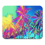 Mousepad Computer Notepad Office Tropical Landscape with Palm Trees Nature Neon Digital Fantastic Sun Flare Over Leaf Home School Game Player Computer Worker Inch
