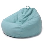 ZZX Linen Bean Bag Chair Sofa Cover, Plush Toy Storage Clothes Organizer Floor Seat Solid Color Simple Design Outdoor and Indoor Lazy Lounger, No Filling,Light Blue,XXL
