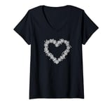Womens Symbol of Love Valentines Day Roses Coquette Heart V-Neck T-Shirt