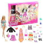 Barbie Calendrier de l'Avent avec poupée et 24 surprises dont tenues et accessoires de soirée tendance, jouet pour enfant, GYN37