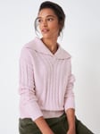Crew Clothing Andrea Cable Knit Jumper, Pastel Pink