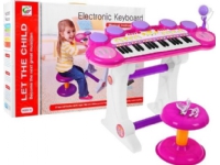 Rosa musikalsk keyboard + snaretrommer + mikrofon for barn 3+ lys + lyder 3 oktaver
