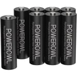 Piles Rechargeables - Powerowl 8pcs Aa 2800mah 12v Lr6 Batterie Rechargeable 1200 Cycles Haute Capacité Accu