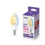 WiZ Tunable White [E14 Small Edison Screw] Smart Connected WiFi Clear Filament Candle Light Bulb. 40W Warm to Cool White Light, App Control for Home Indoor Lighting, Livingroom, Bedroom.