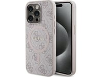 Apple Iphone 15 Pro Guess Dėklas 4G Collection Odinis Metal Logo Magsafe (Guhmp15lg4gfrp) Rožinės Spalvos