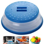 Anti-Sputtering Microwave Cover Collapsible Microwave Plate Cover Microwave Plate Lid with Steam Vents Microwave Splatter Guard Lid for Fruit Vegetables Microwave Home Kitchen Cooking(Blue)