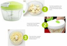 Hand Pull Food Processor - Portable Manual String Vegetable Chopper Small  Kitchen Speed Mincer for Veggie, Garlic, Onion, Ginger, etc, 650 ml, Black