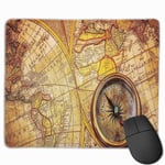 Compass On an Ancient World Map Mouse Pad with Stitched Edge Computer Mouse Pad with Non-Slip Rubber Base for Computers Laptop PC Gmaing Work Mouse Pad