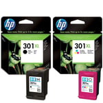 Genuine Original HP 301XL Black & Colour Ink Cartridge Value Multi Pack
