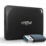 Crucial X10 Pro 4To Disque SSD Externe Portable avec Adaptateur USB-A, jusqu’à 2100Mo/s en Lecture et 2000Mo/s en écrituree, USB-C 3.2, PC et Mac - CT4000X10PROSSD902