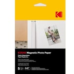 KODAK Magnetic Photo Paper - Pack de 5 feuilles de papier photo - Format 10 x 15 cm - Compatible avec imprimantes jet d'encre