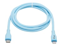 Eaton Tripp Lite Series Safe-It Usb-C To Lightning Sync/Charge Antibacterial Cable, Ultra Flexible, Mfi Certified - Usb 2.0 (M/M), Light Blue, 3 Ft. (0.91 M) - Lightning-Kabel - 24 Pin Usb-C Hane Till Lightning Hane - 91 Cm - Ljusblå - Passiv, Usb P