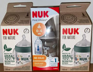 3 X NUK Baby Bottles- 1xFirst Choice+ Temp Control 0-6M 150ml/ 2x Nuk Nature🚚✅