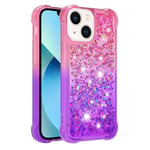 SKALO iPhone 15 Plus Juoksuhiekka Glitter Sydämet TPU kuori - Pinkki-Violetti
